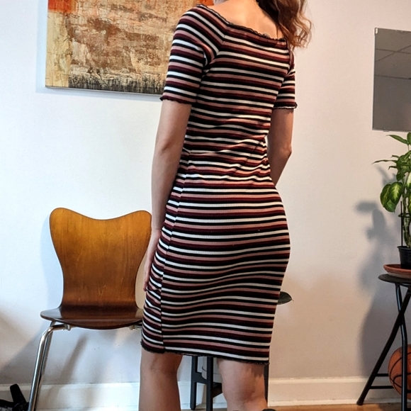 Striped off shoulder bodycon dress, xs - Picture 3 of 3